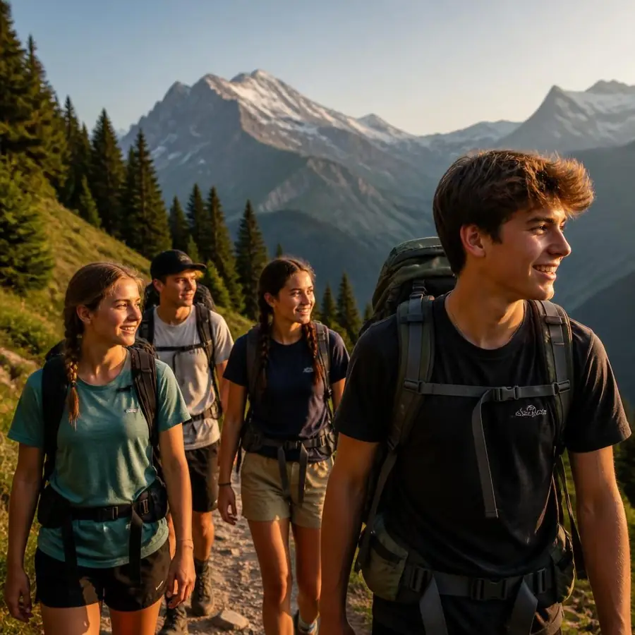 Enfants en camp d’été international dans les Alpes suisses